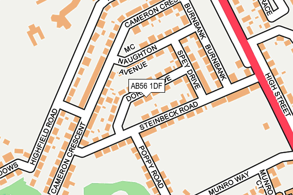 AB56 1DF map - OS OpenMap – Local (Ordnance Survey)