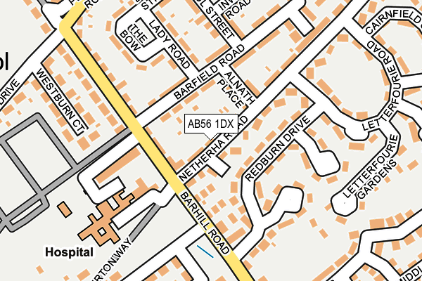 AB56 1DX map - OS OpenMap – Local (Ordnance Survey)