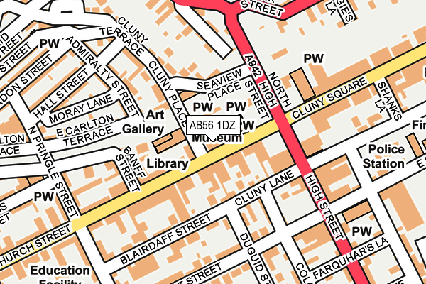 AB56 1DZ map - OS OpenMap – Local (Ordnance Survey)