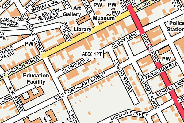 AB56 1PT map - OS OpenMap – Local (Ordnance Survey)