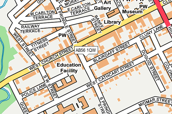 AB56 1QW map - OS OpenMap – Local (Ordnance Survey)