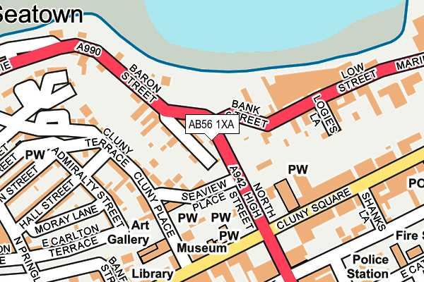 AB56 1XA map - OS OpenMap – Local (Ordnance Survey)