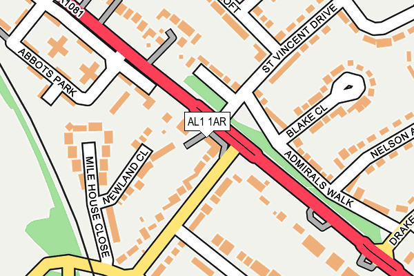 AL1 1AR map - OS OpenMap – Local (Ordnance Survey)
