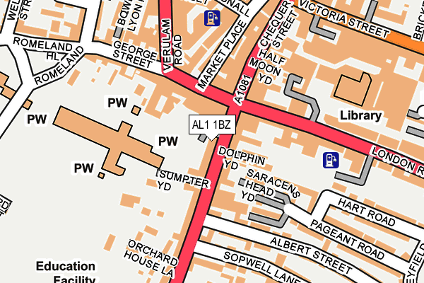 AL1 1BZ map - OS OpenMap – Local (Ordnance Survey)