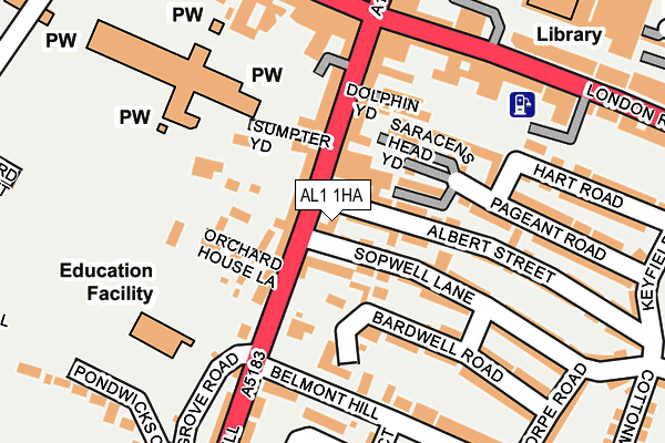 AL1 1HA map - OS OpenMap – Local (Ordnance Survey)