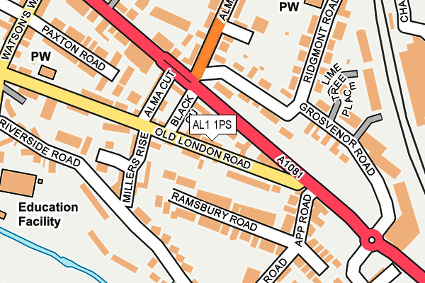AL1 1PS map - OS OpenMap – Local (Ordnance Survey)