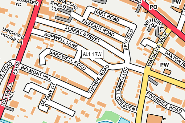 AL1 1RW map - OS OpenMap – Local (Ordnance Survey)