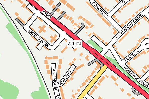 AL1 1TJ map - OS OpenMap – Local (Ordnance Survey)