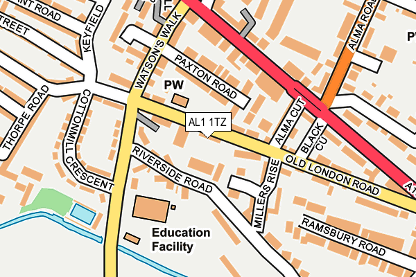 AL1 1TZ map - OS OpenMap – Local (Ordnance Survey)