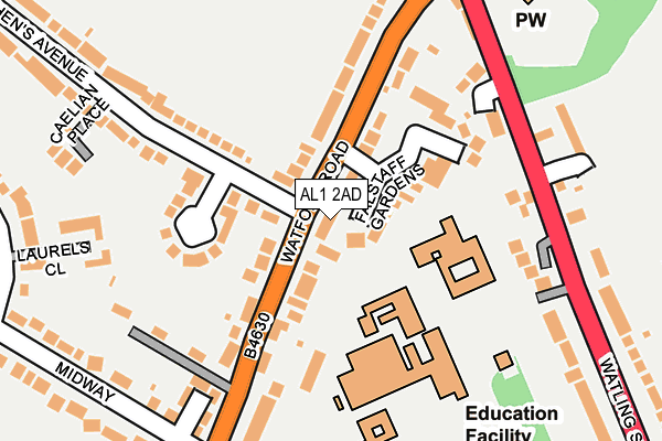 AL1 2AD map - OS OpenMap – Local (Ordnance Survey)