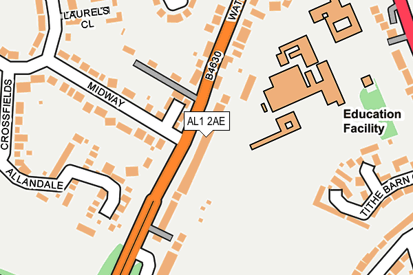 AL1 2AE map - OS OpenMap – Local (Ordnance Survey)