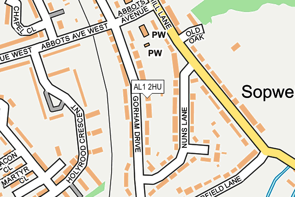 AL1 2HU map - OS OpenMap – Local (Ordnance Survey)