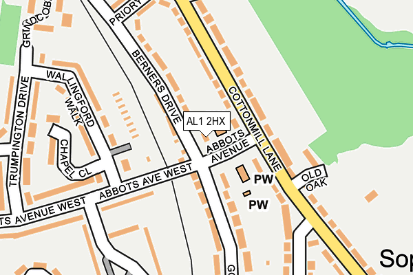 AL1 2HX map - OS OpenMap – Local (Ordnance Survey)