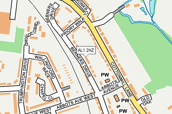 AL1 2HZ map - OS OpenMap – Local (Ordnance Survey)