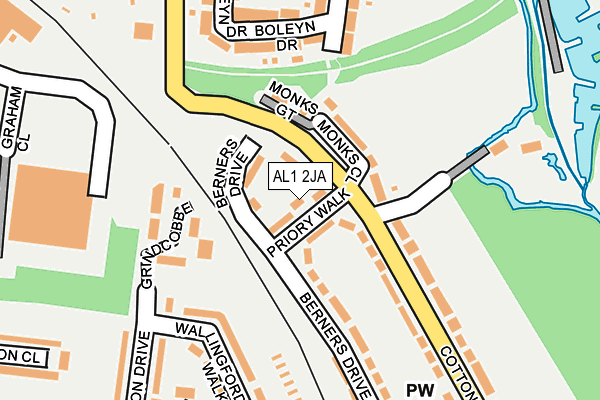 AL1 2JA map - OS OpenMap – Local (Ordnance Survey)