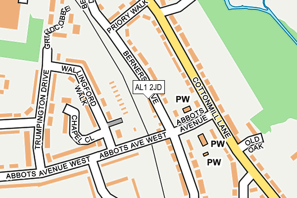 AL1 2JD map - OS OpenMap – Local (Ordnance Survey)
