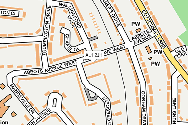 AL1 2JH map - OS OpenMap – Local (Ordnance Survey)