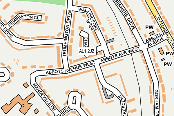 AL1 2JZ map - OS OpenMap – Local (Ordnance Survey)