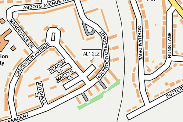AL1 2LZ map - OS OpenMap – Local (Ordnance Survey)