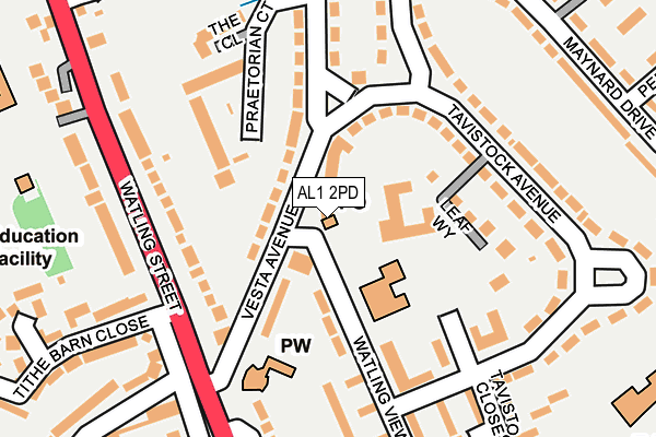 AL1 2PD map - OS OpenMap – Local (Ordnance Survey)