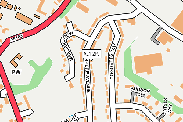 AL1 2PJ map - OS OpenMap – Local (Ordnance Survey)