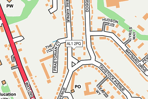 AL1 2PQ map - OS OpenMap – Local (Ordnance Survey)