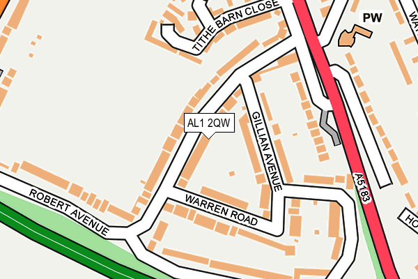 AL1 2QW map - OS OpenMap – Local (Ordnance Survey)