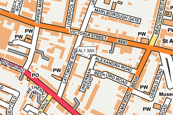 AL1 3AX map - OS OpenMap – Local (Ordnance Survey)