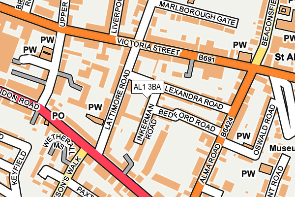 AL1 3BA map - OS OpenMap – Local (Ordnance Survey)