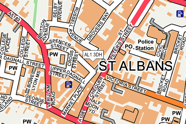 AL1 3DH map - OS OpenMap – Local (Ordnance Survey)