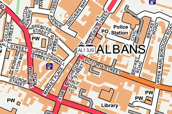 AL1 3JG map - OS OpenMap – Local (Ordnance Survey)