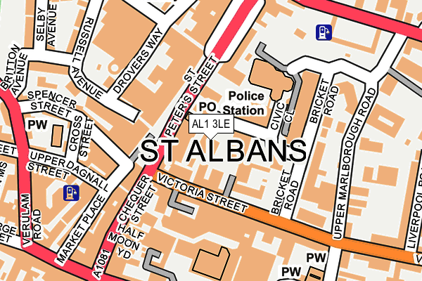 AL1 3LE map - OS OpenMap – Local (Ordnance Survey)