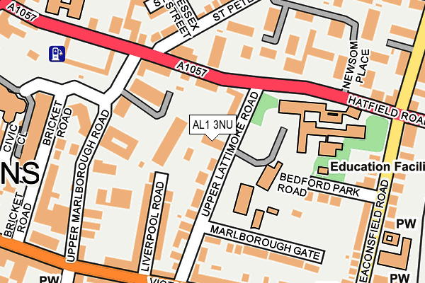 AL1 3NU map - OS OpenMap – Local (Ordnance Survey)