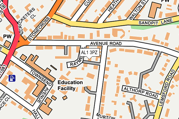 AL1 3PZ map - OS OpenMap – Local (Ordnance Survey)
