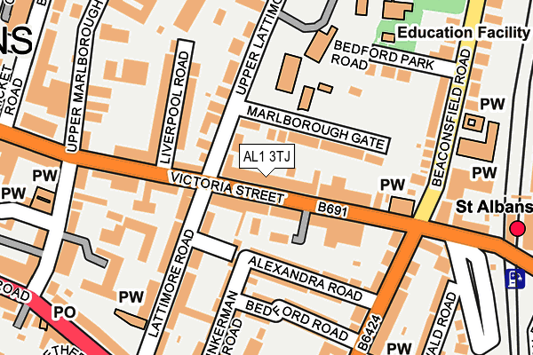 AL1 3TJ map - OS OpenMap – Local (Ordnance Survey)