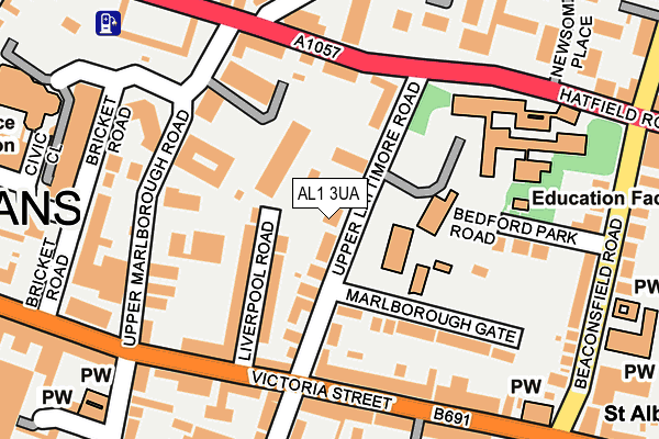 AL1 3UA map - OS OpenMap – Local (Ordnance Survey)