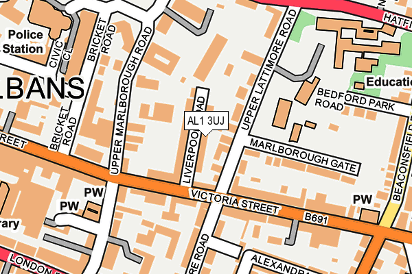 AL1 3UJ map - OS OpenMap – Local (Ordnance Survey)
