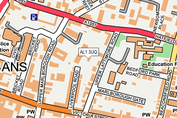 AL1 3UQ map - OS OpenMap – Local (Ordnance Survey)