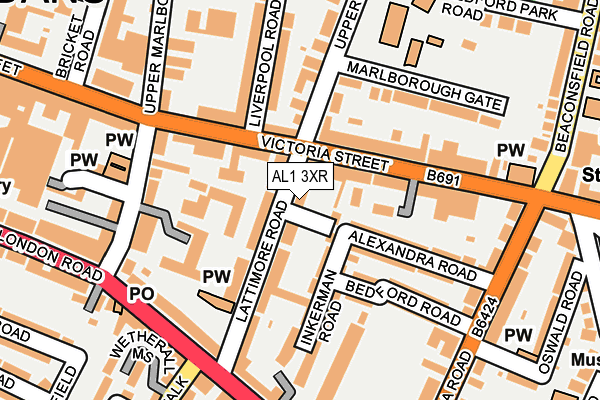 AL1 3XR map - OS OpenMap – Local (Ordnance Survey)