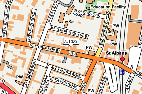 AL1 3XS map - OS OpenMap – Local (Ordnance Survey)