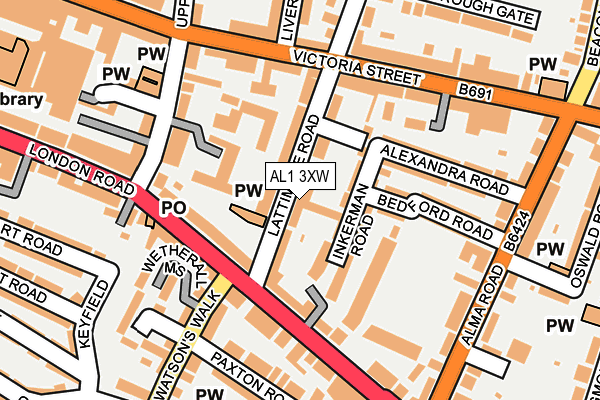AL1 3XW map - OS OpenMap – Local (Ordnance Survey)
