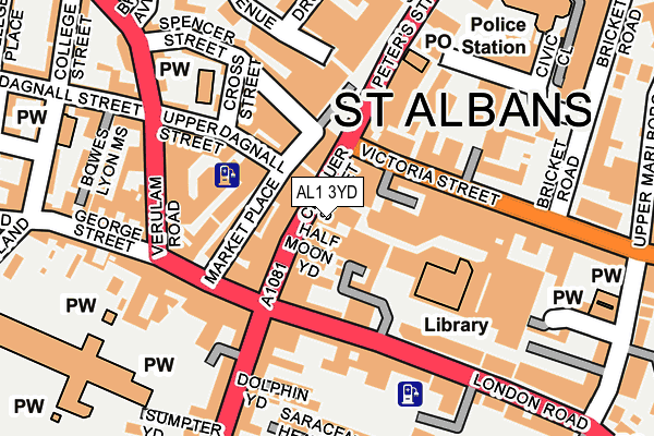 AL1 3YD map - OS OpenMap – Local (Ordnance Survey)