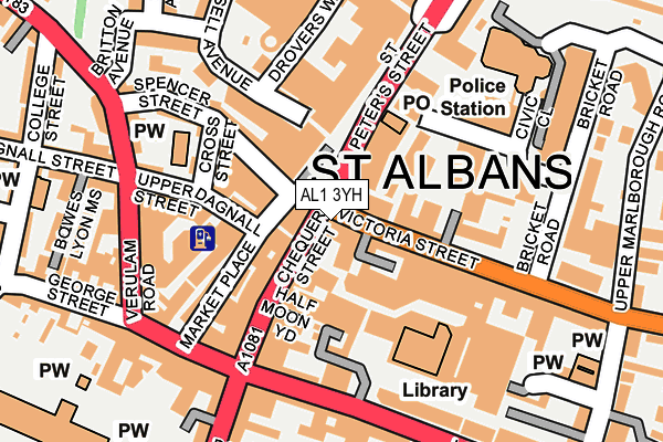 AL1 3YH map - OS OpenMap – Local (Ordnance Survey)