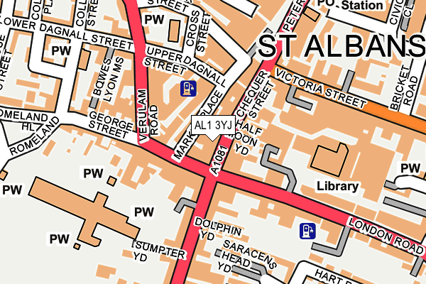 AL1 3YJ map - OS OpenMap – Local (Ordnance Survey)