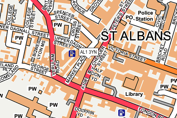 AL1 3YN map - OS OpenMap – Local (Ordnance Survey)