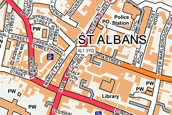 AL1 3YQ map - OS OpenMap – Local (Ordnance Survey)