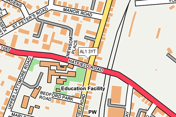 AL1 3YT map - OS OpenMap – Local (Ordnance Survey)