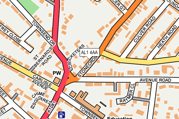 AL1 4AA map - OS OpenMap – Local (Ordnance Survey)