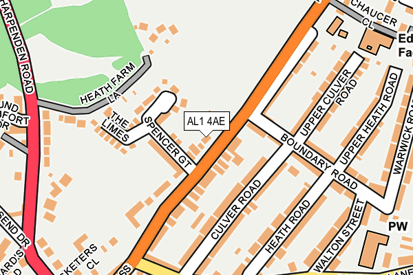 AL1 4AE map - OS OpenMap – Local (Ordnance Survey)