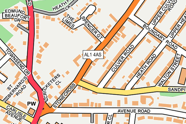 AL1 4AS map - OS OpenMap – Local (Ordnance Survey)